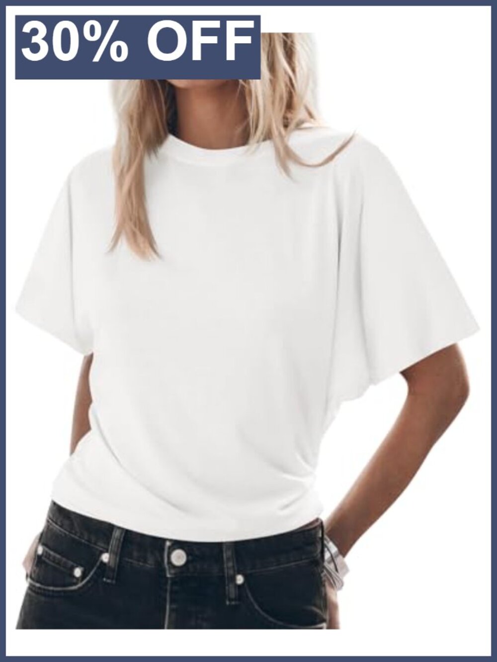 Womens Cropped Batwing Short Sleeve Boat Neck Boxy Loose Fit Tee